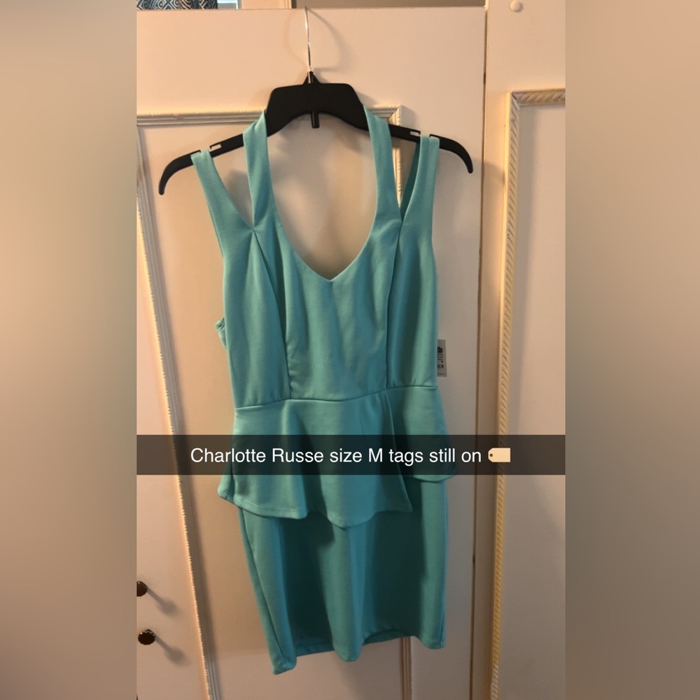 Charlotte Russe Aqua Backless Peplum Dress
